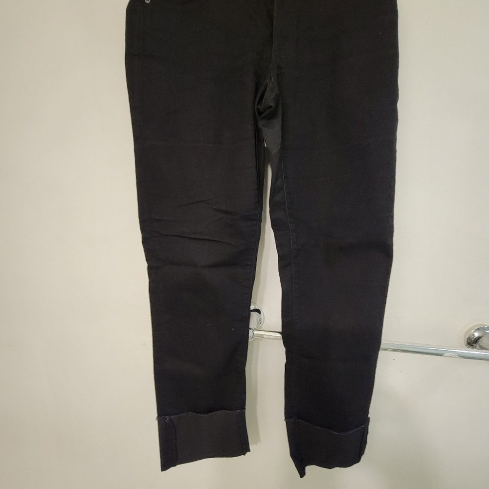Loft black cuffed straight denim